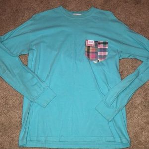 Bright blue long sleeve t-shirt